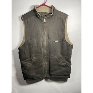 Wolverine Vest Men Medium Brown Canvas Sherpa Lined Full Zip Work Chore‎ Heavy
